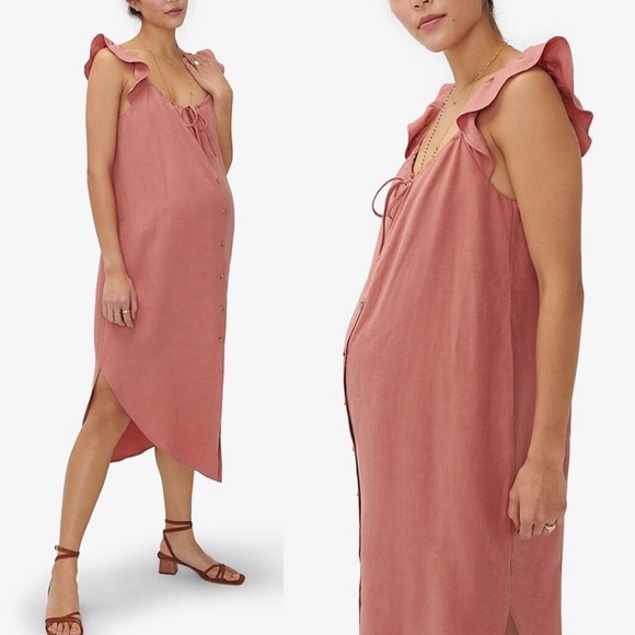 Hatch Collection Jenna Midi Ruffle Button
Front Maternity Dress XS - Picture 1 of 9